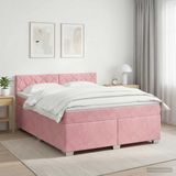 vidaXL Boxspringbed met matras Roze 140 x 200 cm Fluweel