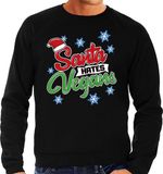 Bellatio Decorations Shoppartners Bv Foute Kersttrui / sweater - Santa hates vegans - zwart voor heren - kerstkleding / kerst outfit L