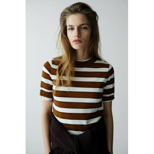 Mango gestreepte sweater bruin