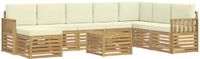 vidaXL - Bank loungeset - Massief acacia hout - Wit en crèmekleurig - 4 zitplekken