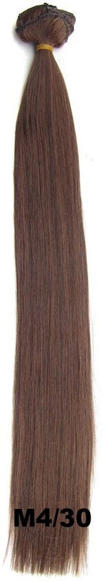 Brazilian Clip in hairextensions 7 set straight bruin / rood - M4/30