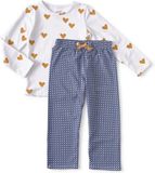 Little Label Pyjama Meisjes - Maat 110-116 - Blauw, Okergeel - Zachte BIO Katoen