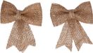 Decoris Kerst decoratie strikjes - 12x st - jute - glitters - 13 cm