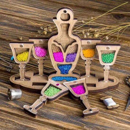 Wonderland Luxe Kralendoosjes Set van 7 - Houten Organizer met Magnetische Sluiting