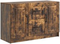 vidaXL Dressoir Gerookt eiken 89 x 34,5 x 57 cm Bewerkt hout