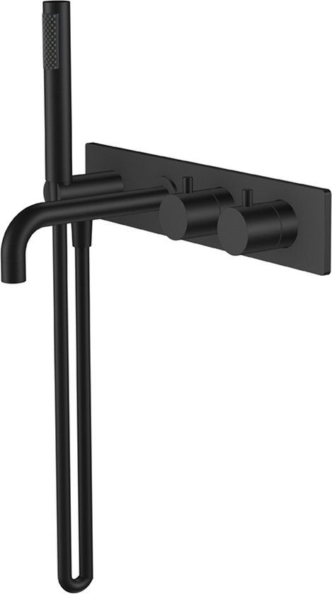 Wiesbaden Style Inbouw Badmengkraan - Mat Zwart - Thermostatisch - 5 Jaar Garantie