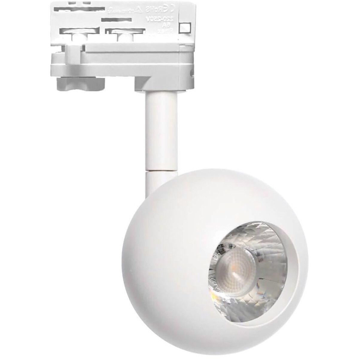 BES LED Railverlichting - Track Spot - Facto Feny - 10W - 3 Fase - Rond - Natuurlijk Wit 4000K - Mat Wit - Aluminium
