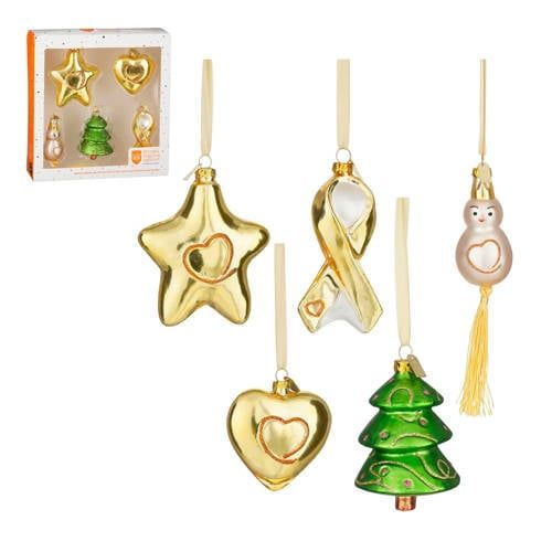 Nova Belle kerstornament glas - goud (5 stuks)