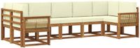 vidaXL - Hoek loungeset - 7 zitplaatsen - Acacia hout - Naturel en crème