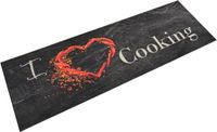 vidaXL Keukenmat wasbaar cooking-print 60x180 cm fluweel zwart
