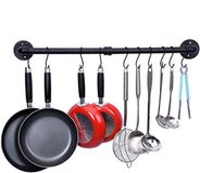 Pot Icecat Pot Rack wandmontage, Pan Hanger Rail Bar met 10 haken, Keukengerei Rack Organizer, Pot opknoping rek, zwart