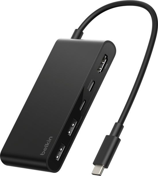 Belkin Connect 5-in-1 USB-C Hub – 4K 60Hz HDMI – 100W Power Delivery – 2x USB-C en 2x USB-A – Zwart