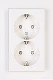 Kopp HK07 - geaard stopcontact, 2-voudig, verhoogde aanraakbeveiliging, kleur: staal, 3-pack, 940229004