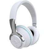 ELVANZA Bluetooth-hoofdtelefoon, lange batterijduur, opvouwbaar, krachtige bas, Bluetooth 5.1, veelkleurige LED-lampjes, ademende oorkussens, wit