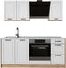 Vicco Eenpersoonskeuken R-Line, Wit landelijk/Goudkleurig Eiken, 180 cm marmer werkblad