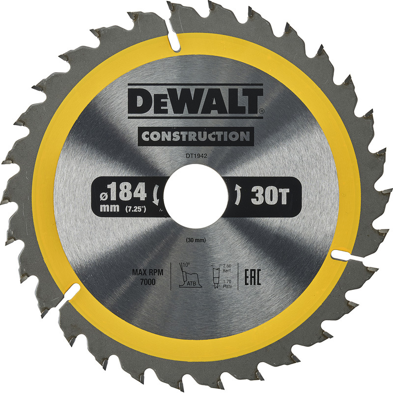 Dewalt DeWALT Construction cirkelzaagblad 184 x 30mm 30T