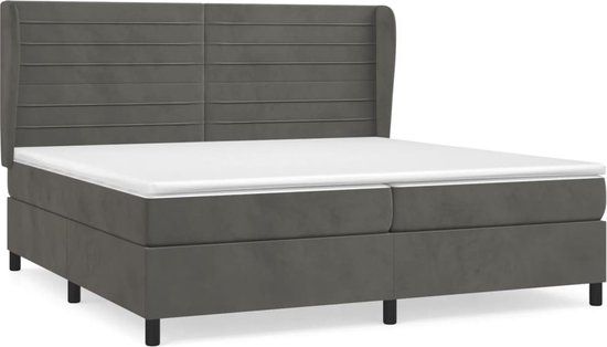 vidaXL Boxspring met matras fluweel donkergrijs 200x200 cm