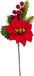 Gerimport Kerststukje stekertje - tak met hulst - bessen - kerstster - groen/rood - 26 cm