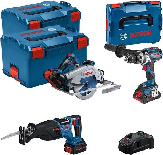 Bosch Professional 18V Accu Toolkit 3-delig (GSB+GKS+GSA) in L-Boxx - 0615990N38
