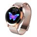luniqueshop Ronde goudkleurige smartwatch, OLED touchscreen dameshorloge, waterdicht, stappenteller, hartslagmeting, calorieën, slaap, Android, iOS