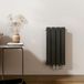 EMKE Design radiator, 600 x 304 mm, verticale platte radiator met middenaansluiting, dubbellaags paneelradiator voor badkamer, slaapkamer en woonkamer, zwart, 384 W