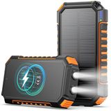 A ADDTOP Solar Power Bank – 20000 mAh draadloze powerbank met USB C – 3,0 A snellaadfunctie, draagbare oplader met 4 uitgangen voor smartphone tablet – ledlicht voor camping