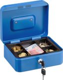 Merkloos Relaxdays Geldkistje met slot en 2 sleutels, blauw