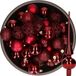 Decoris Kerstballen - 37x stuks - 6 cm - donkerrood - kunststof - incl. glazen piek glans