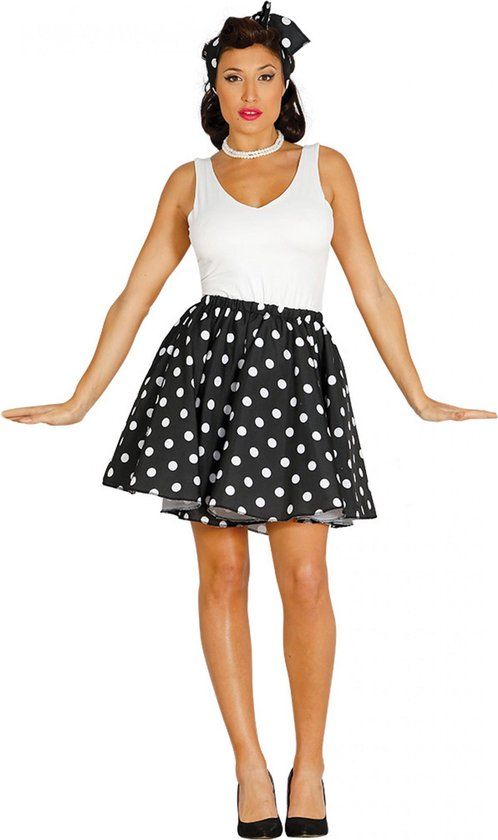 Jaren 50 Rok en Sjaaltje voor Vrouwen - Zwart - One Size