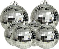 Merkloos / Sans marque Grote discobal kerstballen - 6x stuks - zilver - 8 en 10 cm - kunststof