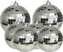 Merkloos / Sans marque Grote discobal kerstballen - 6x stuks - zilver - 8 en 10 cm - kunststof