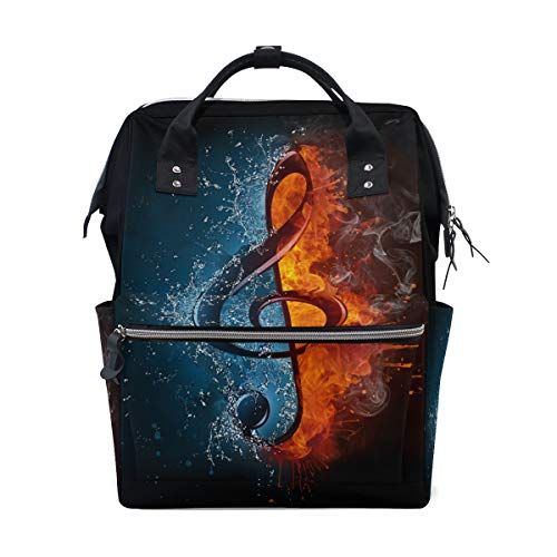 MONTOJ Cool Music Note In Fire En Water Patroon Canvas Rugzak Reizen Campus Rugzak