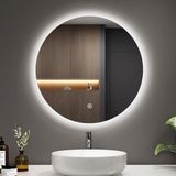 EMKE Badkamerspiegel met verlichting, rond, 50 cm, led, met aanraakschakelaar, dimbaar, 6500 K, 3 uur automatische uitschakeling, IP44