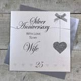 Vrouw White Cotton Cards LLA25W wenskaart voor trouwdag, handgemaakt, opschrift "Love Lines"