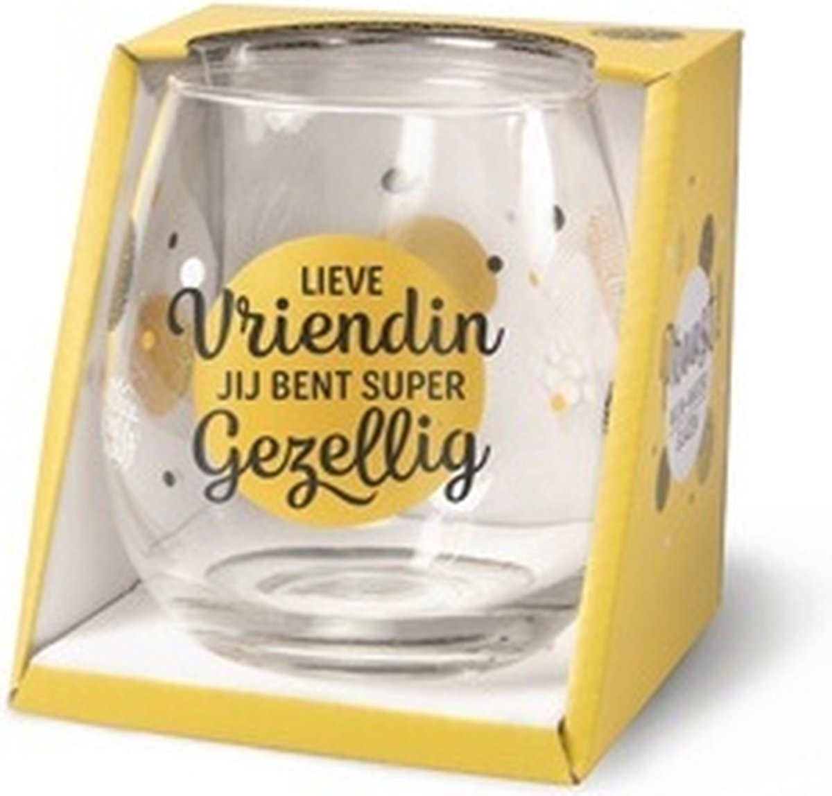 Snoepkado.com Wijnglas - Waterglas - Lieve Vriendin - Gevuld met een toffeemix - In cadeauverpakking met gekleurd lint