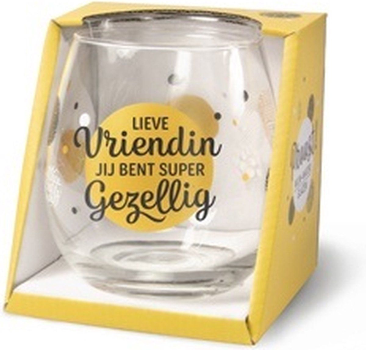Snoepkado.com Wijnglas - Waterglas - Lieve Vriendin - Gevuld met toffeemix - Cadeauverpakking