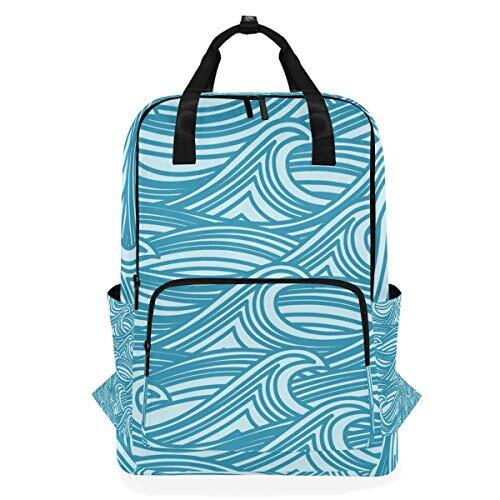 MONTOJ Reizen Rugzak Minimalistische Azure Zee Wave Patroon School Rugzak