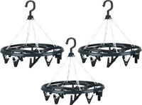 Urban Living Wasgoed droogcarrousel/droogmolen - 3x - 18 clips/knijpers - antraciet - kunststof - 32 cm