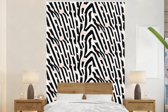 Nr1Wallpaper Behang - Fotobehang Zebraprint met roze vlekken - Breedte 145 cm x hoogte 220 cm