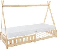 ML-Design Kinderbed Tipi 90x200 cm Grenenhout Inclusief Matras en Lattenbodem