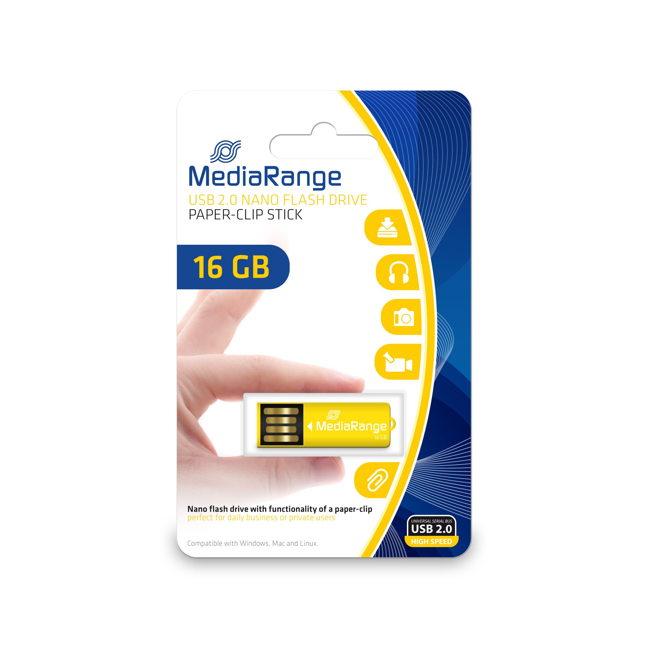 MediaRange MR976 USB-stick - 16 GB - Geel