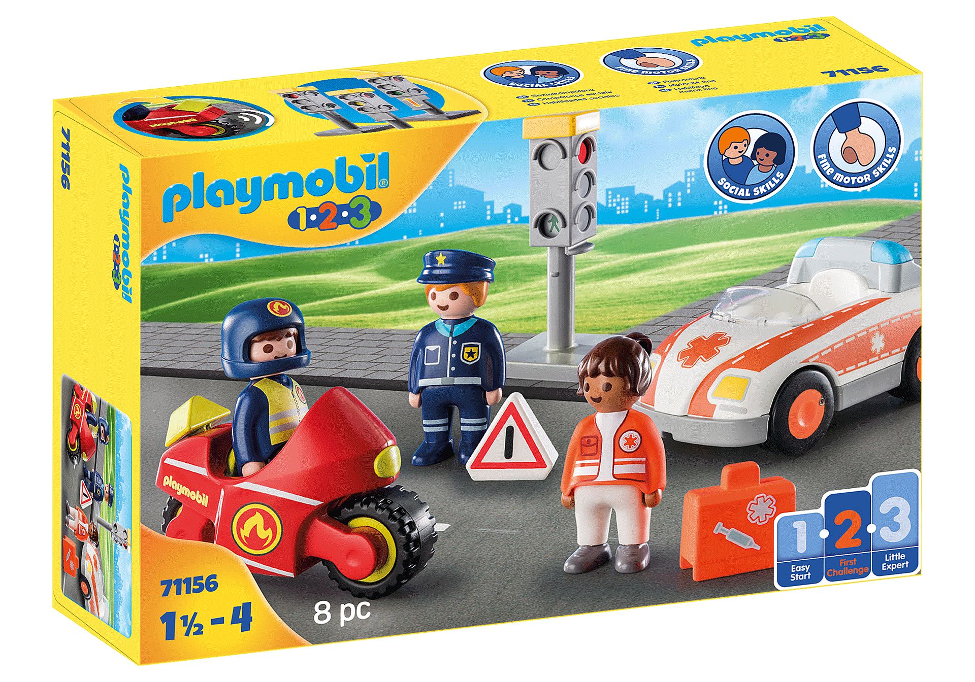 PLAYMOBIL 1.2.3 71156 - Car & City Playset - 1.5-4 Years