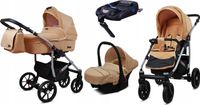 BabyLux® Qbaro | Set de poussette 4-en-1 | Beige | Poussette combinée | Ensemble de poussette | Base Isofix