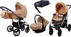 BabyLux® Qbaro | Set de poussette 4-en-1 | Beige | Poussette combinée | Ensemble de poussette | Base Isofix