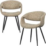 WOOOD Yossi Chaises de salle à manger avec pieds en métal Noir - Sable - Lot de 2