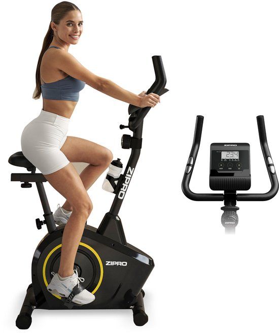 ZIPRO Boost Gold - Hometrainer - Elektromagnetisch - Tot 120 kg - Hartslagsensoren & Flessenhouder - Zwart/Goud