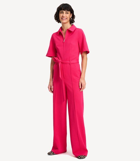 POM Amsterdam Jumpsuit Bright Rose Korte Mouw Lang Roze Gerecycled Polyester Maat 44