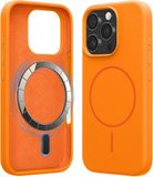 kwmobile Telefoonhoesje voor Apple iPhone 16 Pro - Hoes met siliconen randen en magnetische achterkant compatibel met MagSafe, in fruitig oranje