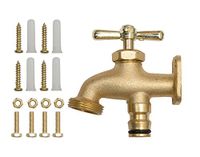 Dubbele waterkraan tuin overal messing met bevestiging vorstbestendig met adapter voor tuinslang en schroefdraad dubbele aansluiting verdeler slangadapter met slangaansluiting tuinkraan