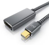 Primewire Adaptateur Mini DisplayPort vers Port HDMI, 4K 60 Hz, connecteur mDP, compatible Thunderbolt 1 et 2, pour MacBook et Mac Pro, boîtier métallique, triple blindage, HDR, 15 cm, gris